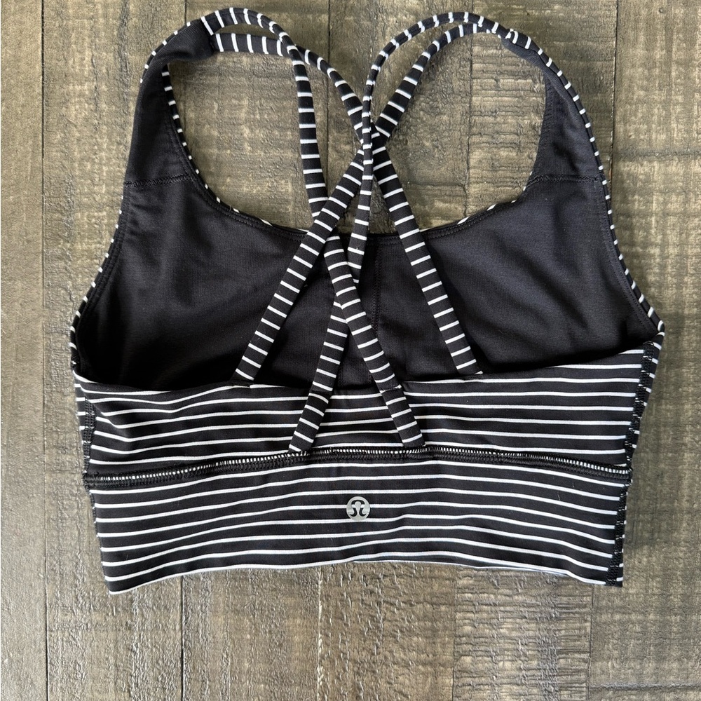 Lululemon Energy Long Line Bra Mod Stripe B/W Size 4 EUC - Picture 5 of 7